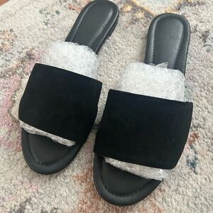 J. Crew Black Suede Slide Sandals
